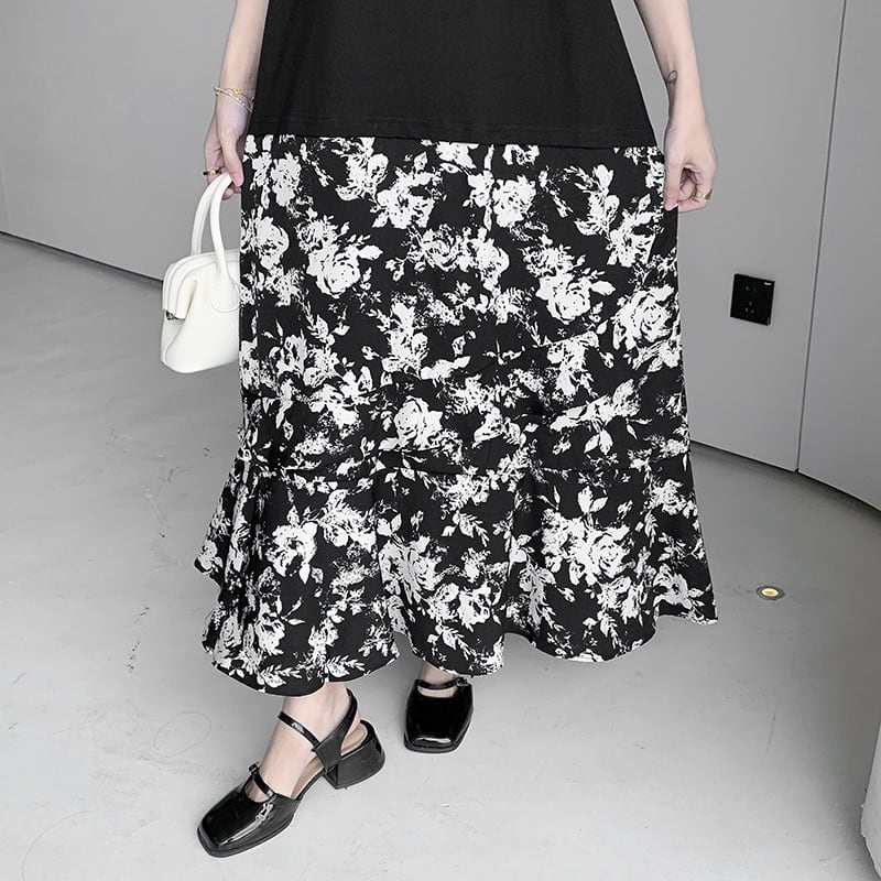 【dress】偽二つ切り替え花柄TシャツワンピースG20456