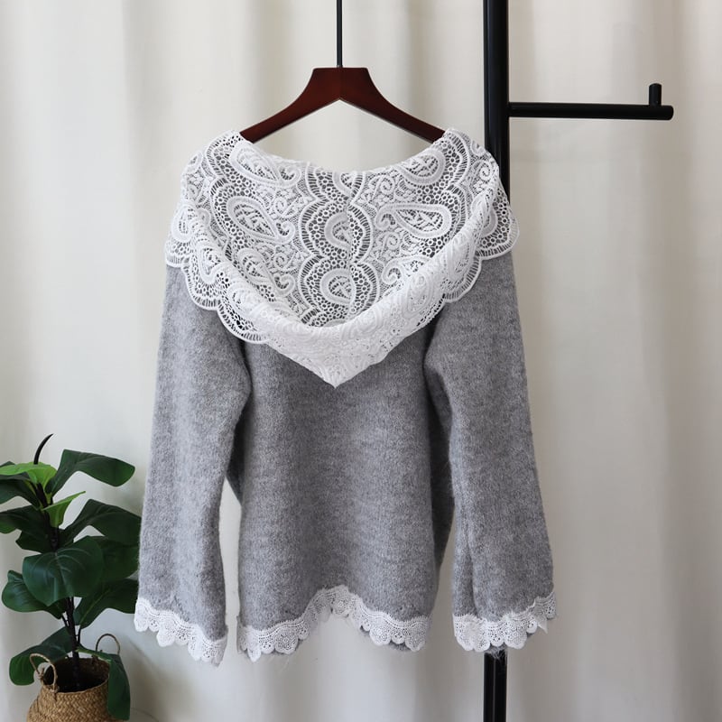 【tops】レース切り替えニットセーター　M27292