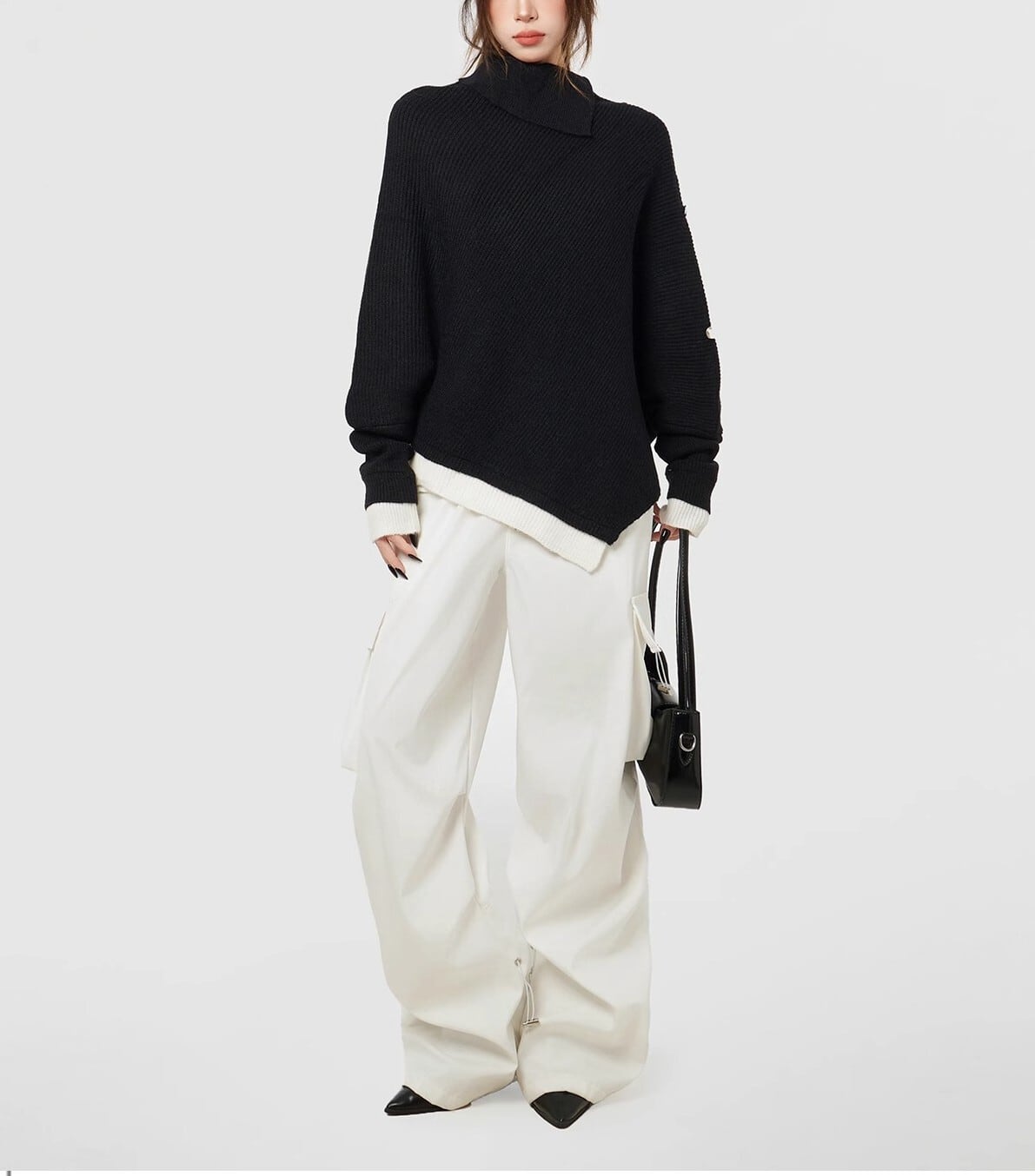 【tops】ハイネックドルマンスリーブニットトップス　N2896