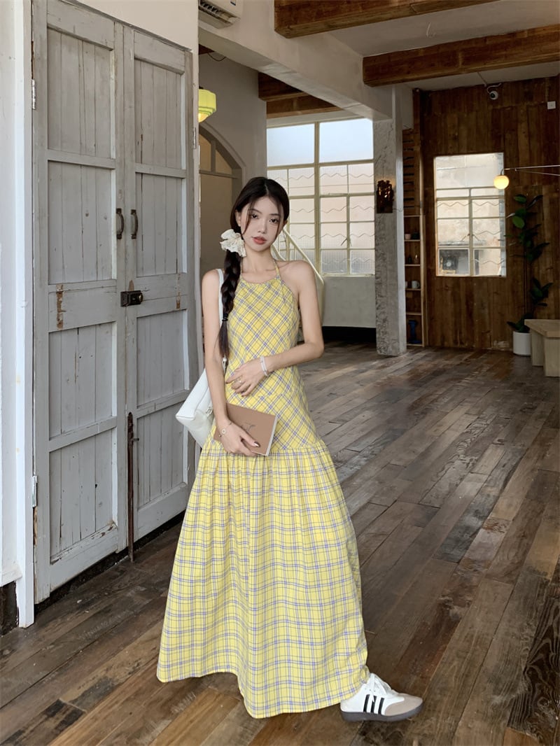 【dress】チェック柄キャミワンピース　M24372