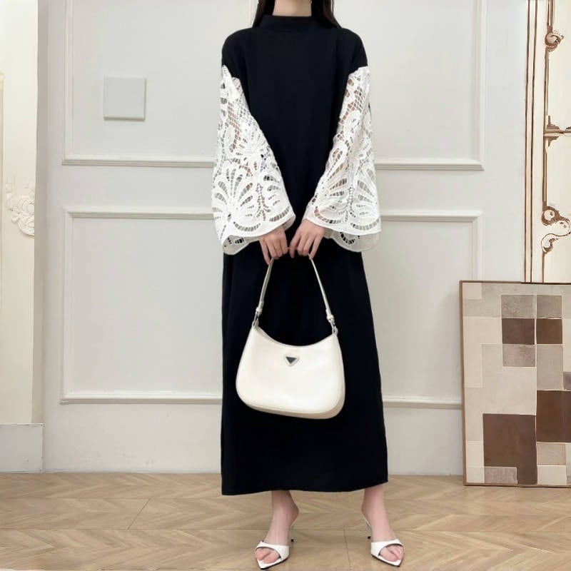 【dress】レース切り替えワンピース　M24076
