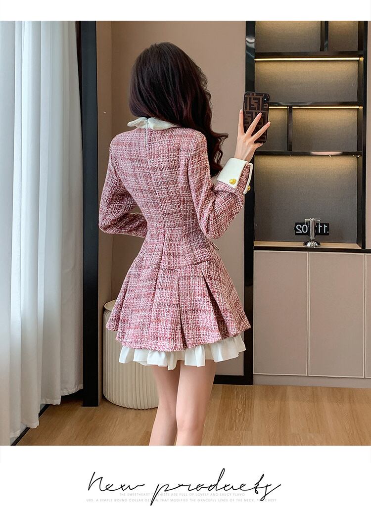 【dress】ツイードドッキングワンピース　M18135