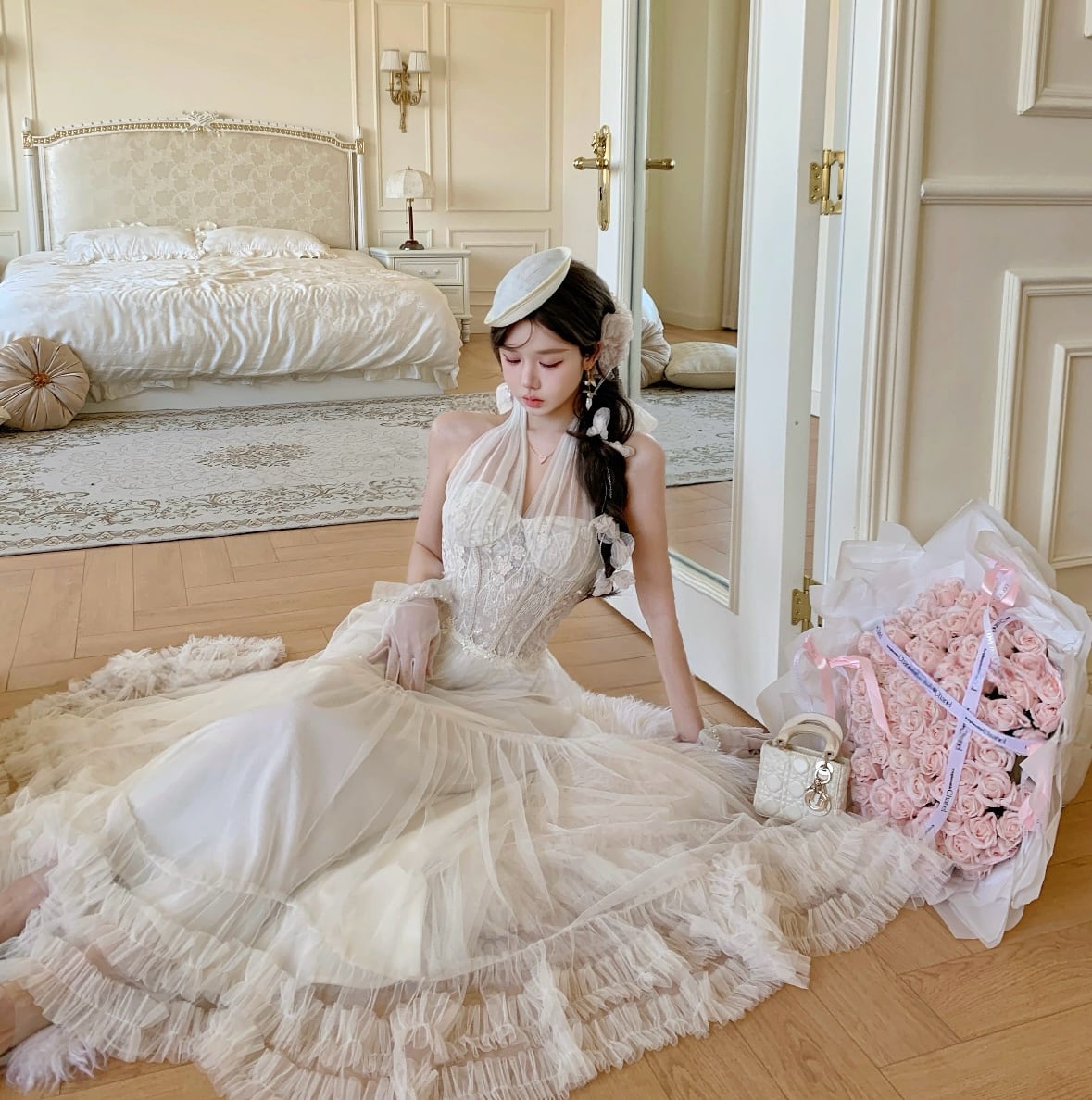 【dress】ホルターネックチュールワンピース　N3530