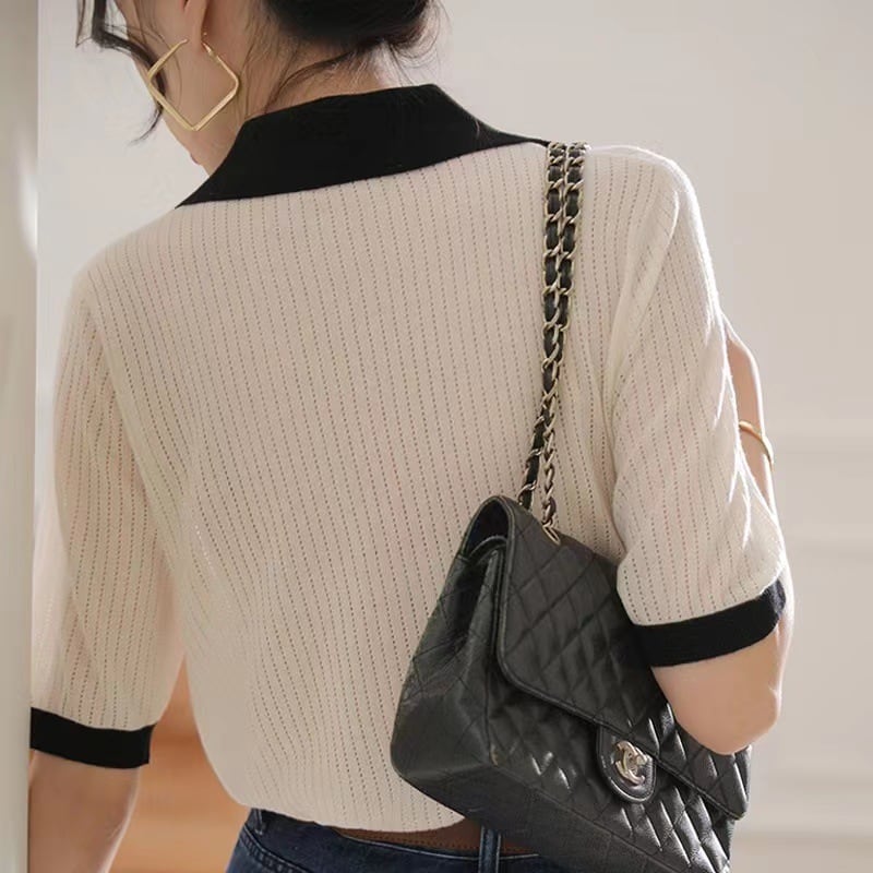 【tops】透かし彫り薄手ニットトップスG21049