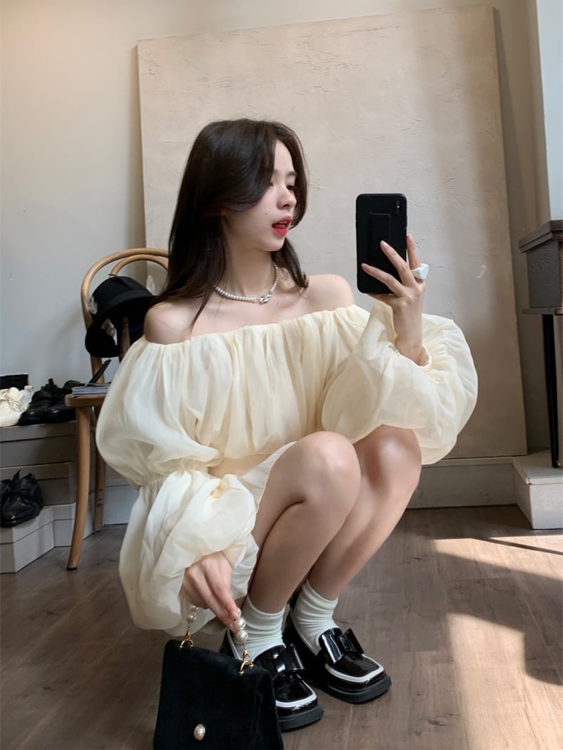 【tops】オフショルダーパフスリーブ ブラウスG20416