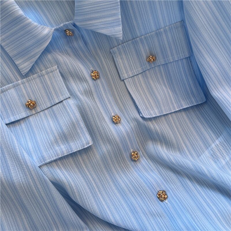 【tops】ストライプ柄薄手ブラウスG20658