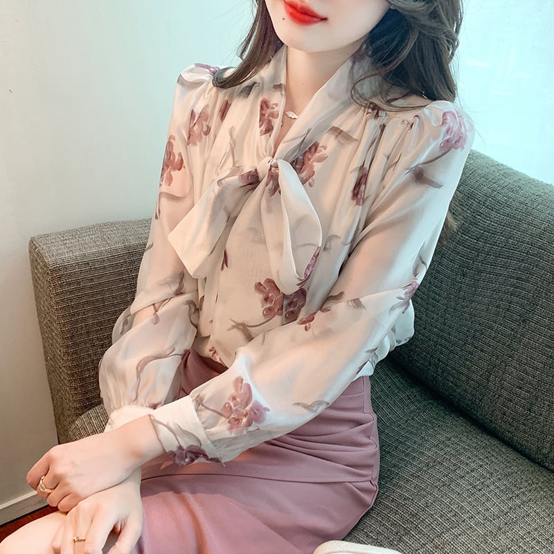 【tops】リボン付きシャツトップス　M28157