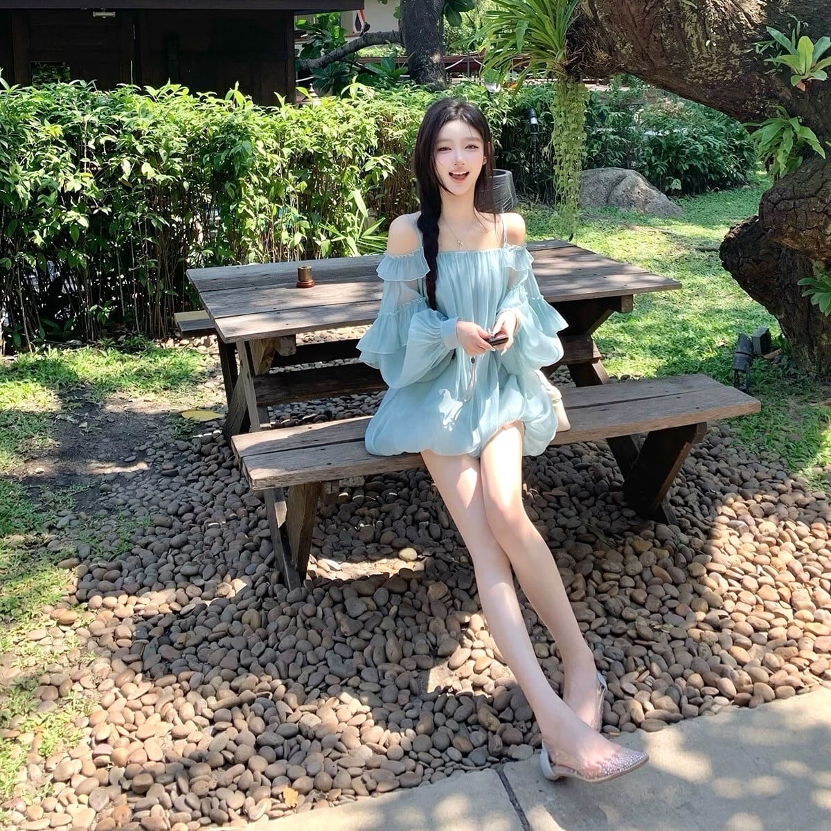 【dress】パフスリーブバルーンミニワンピース　N3581