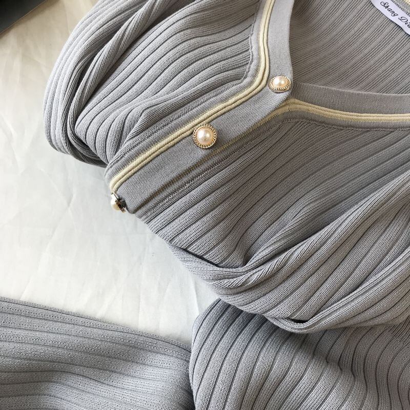 【set】気質満点オシャレニットトップス+スカートファッション２点セット G3090