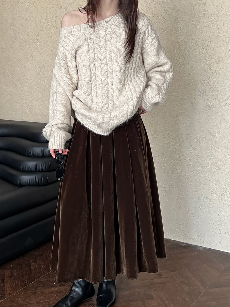【tops】オフショルダーニットトップス　N2912