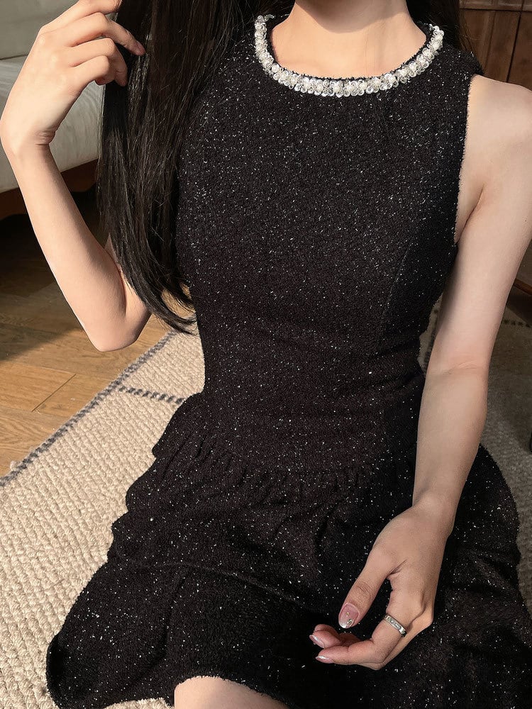 【dress】ビジューノースリーブワンピース　M30040