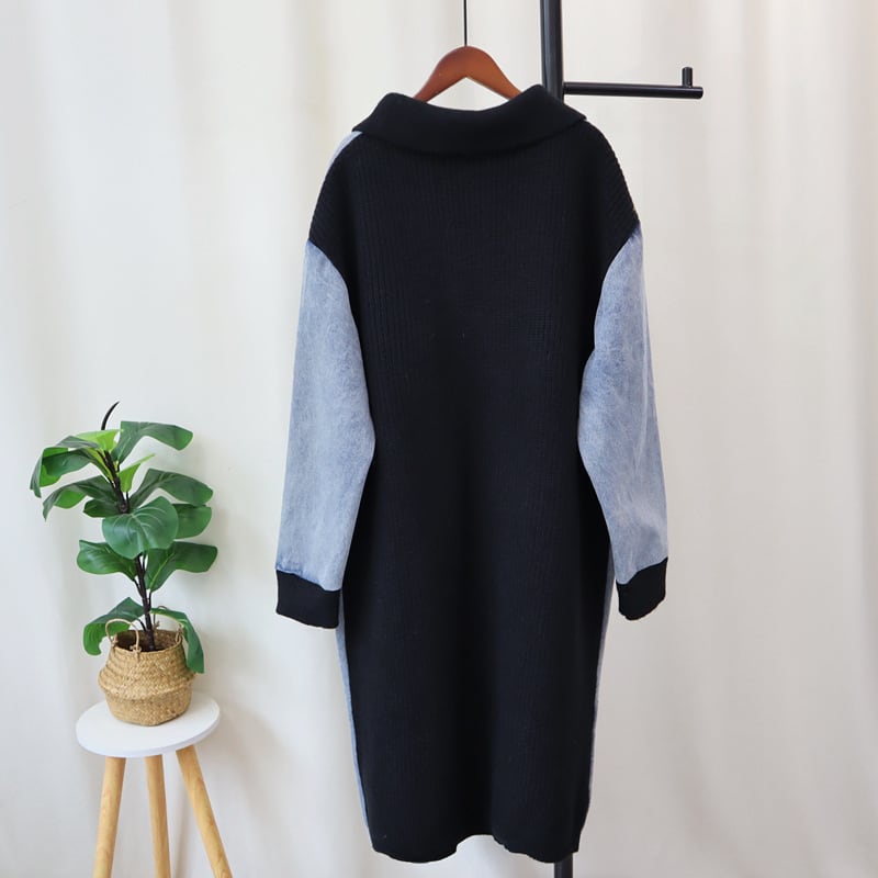 【outer】デニム切り替えニットカーデ　M27513