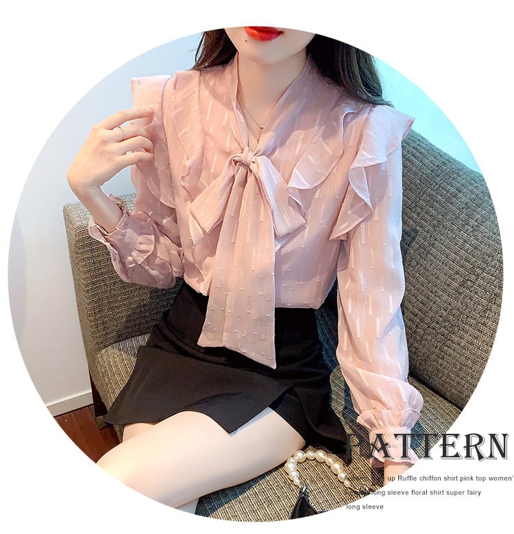【tops】リボン付きシャツトップス　M25727