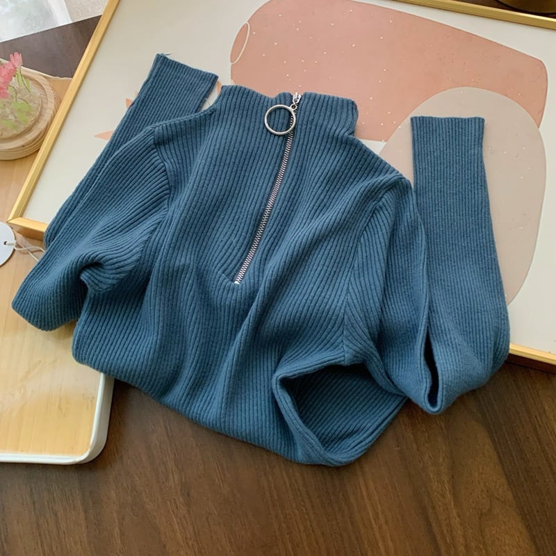 【tops】ファスナーニットトップス　M26487