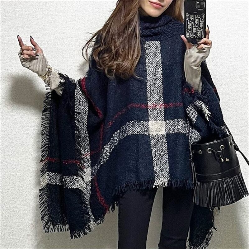 【tops】ハイネックケープニットセーター　M18451