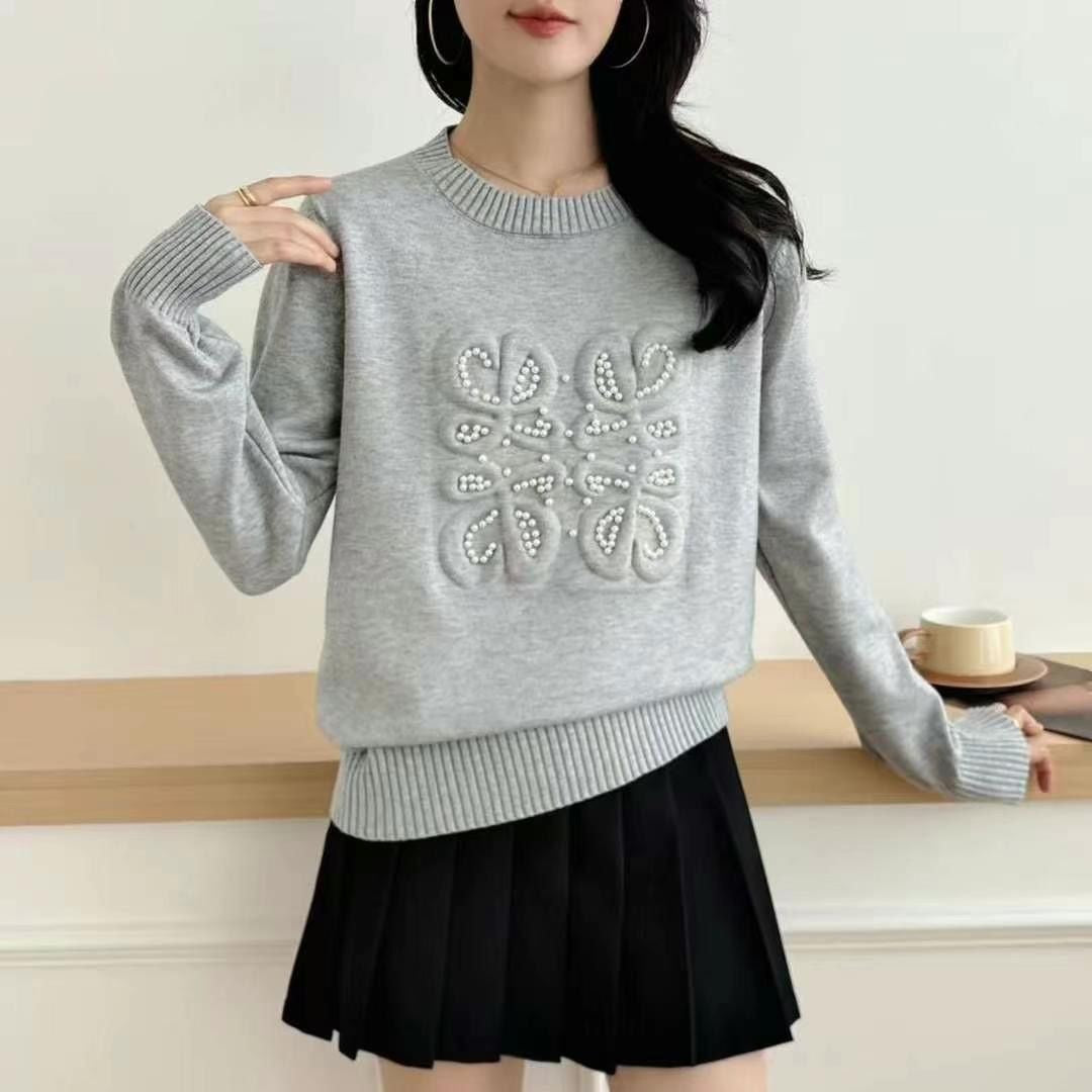 【tops】英字柄長袖ニットセーターF8242