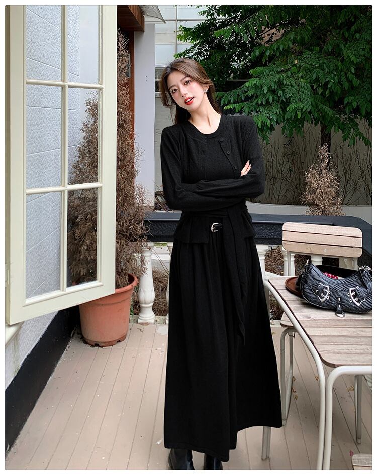 【set】ニットカーデ×ベストワンピースセット　M26964