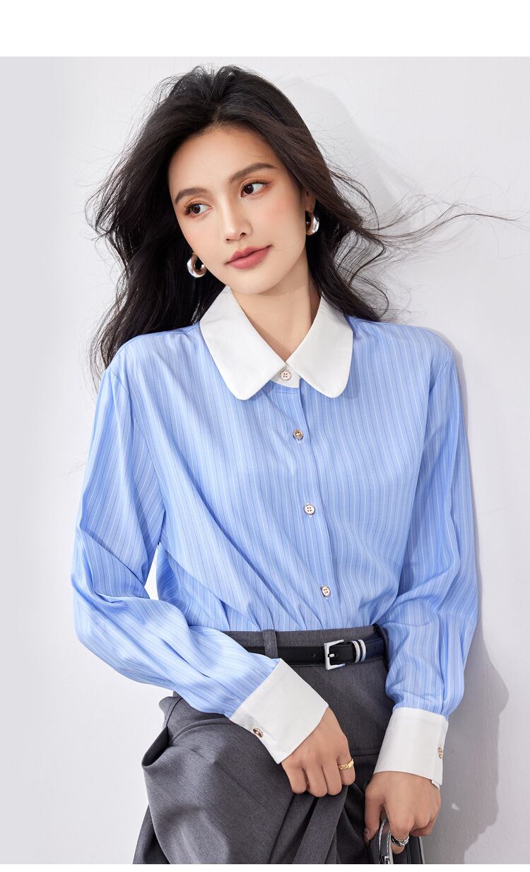 【tops】ストライプ柄長袖ブラウスG20239