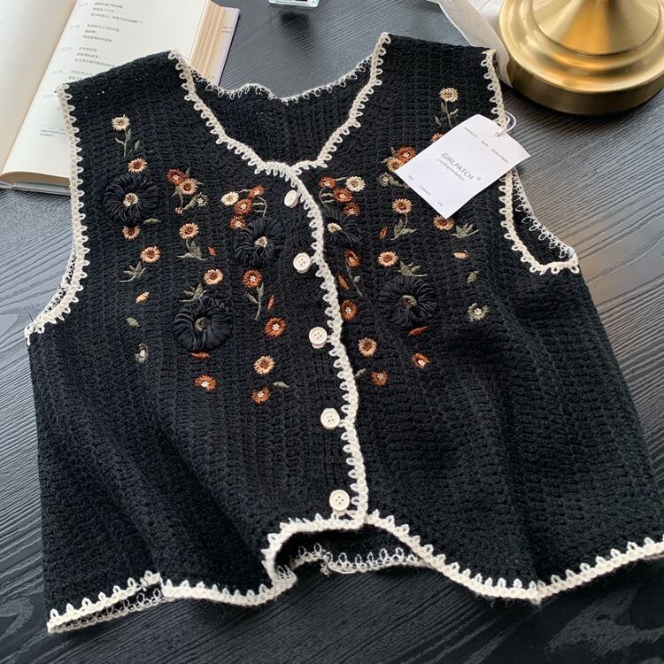 【tops】ジャカードニットベスト　M29410