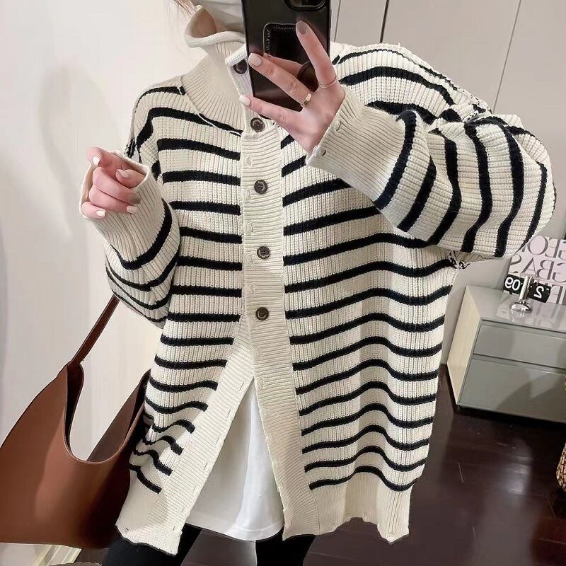 【outer】ボーダー柄ニットカーデ　M27153