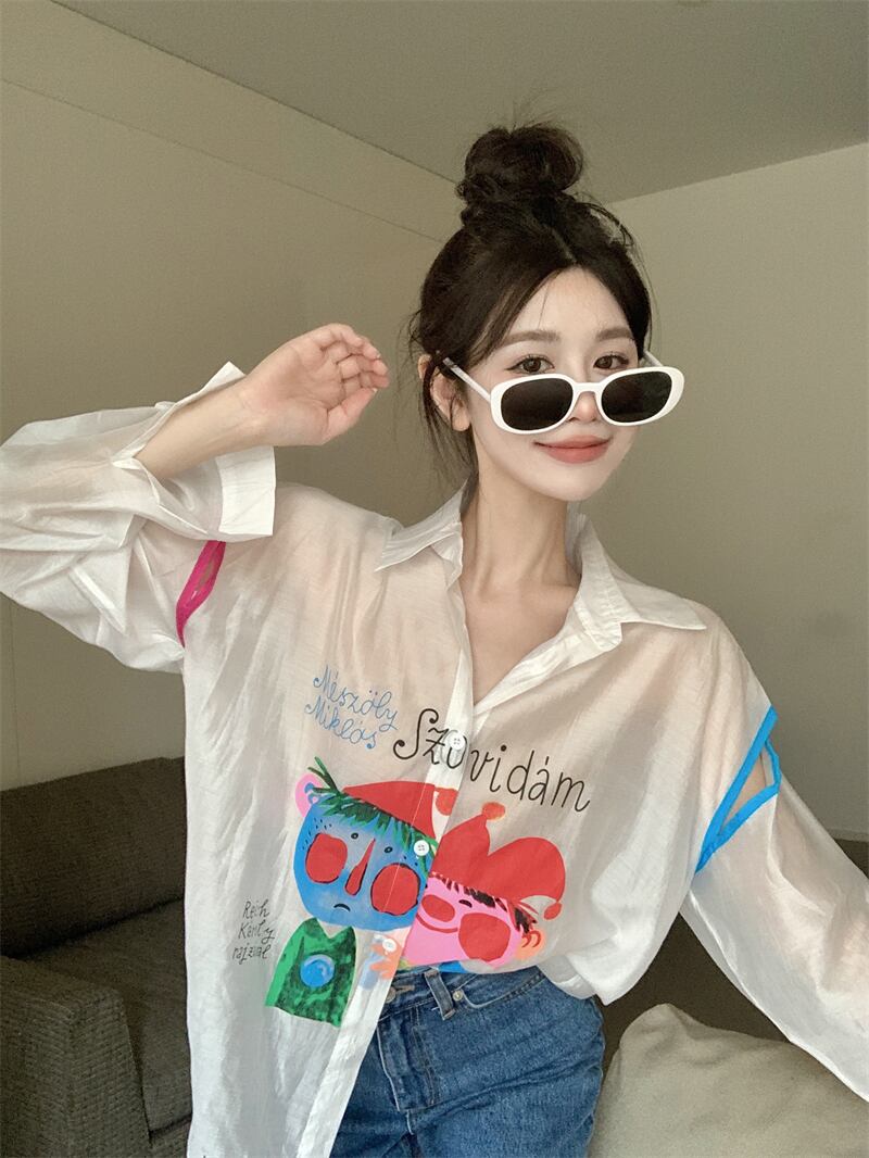 【tops】プリント薄手ブラウスG20368