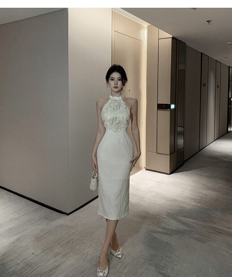 【dress】ホルターネック体型カバーワンピースG21012