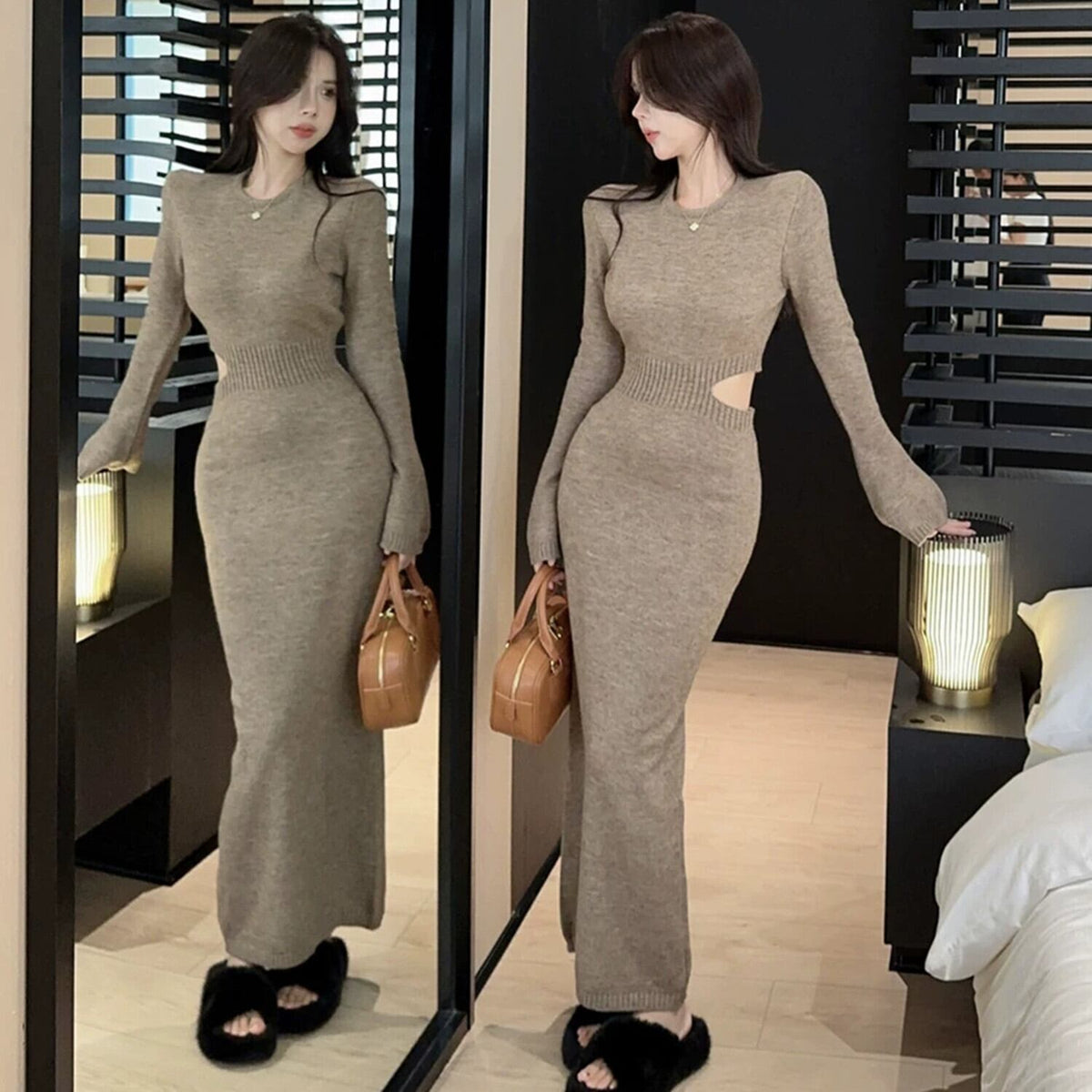 【dress】ウエストカットニットワンピース　N2192