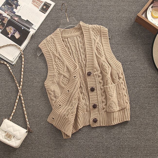 【tops】ノースリーブニットジレ　M18553