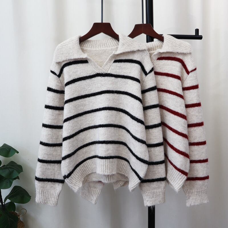【tops】ボーダー柄ニットセーター　M27522