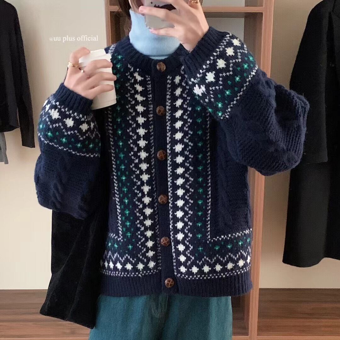 【outer】ジャカードニットカーデ　M27126