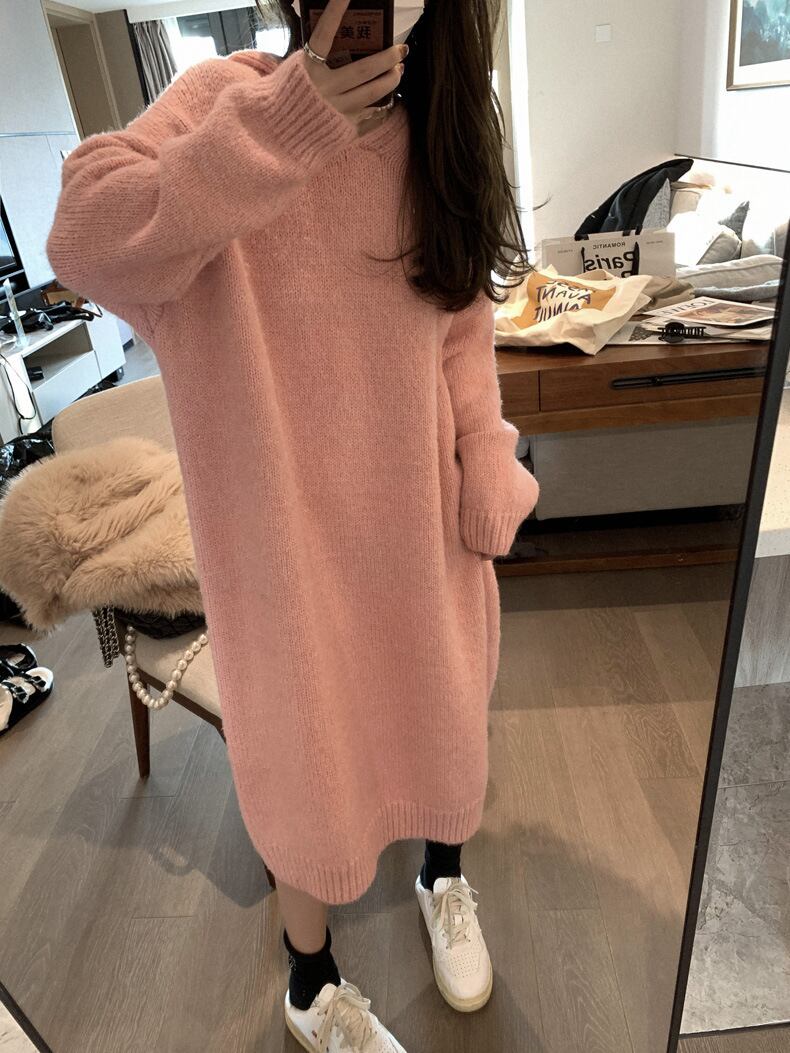【dress】フード付きニットワンピース　M26317