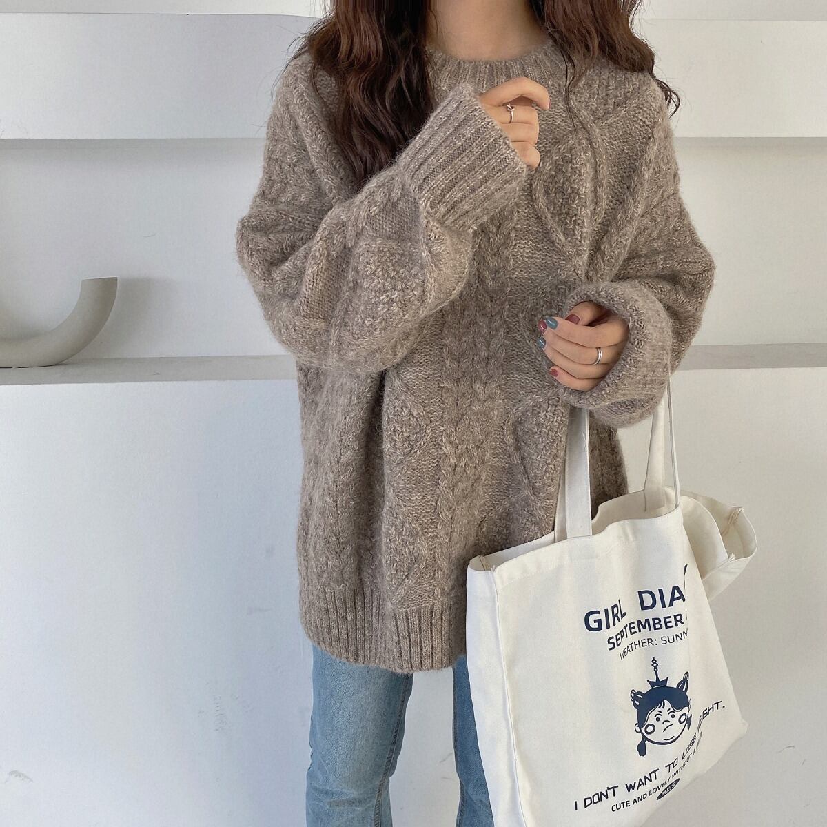 【tops】クルーネックニットセーター　M19014