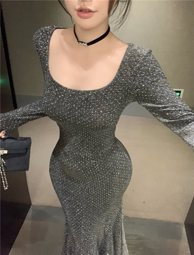 【dress】ビジューマーメイドワンピース　M26179