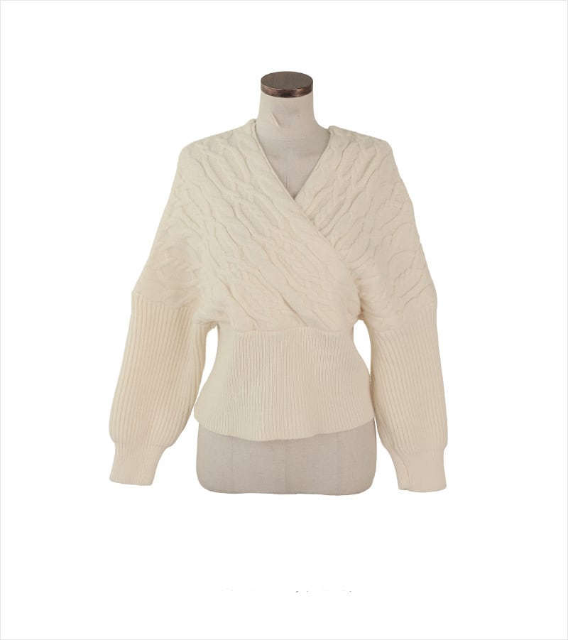 【tops】クロスVネックニットセーター　M26968