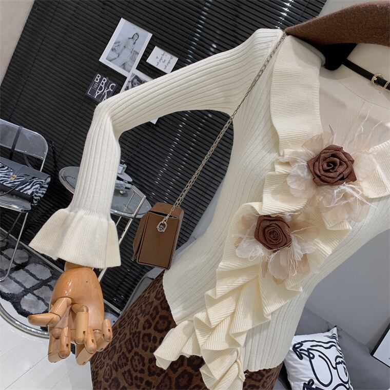 【tops】立体フラワーニットトップス　M27451