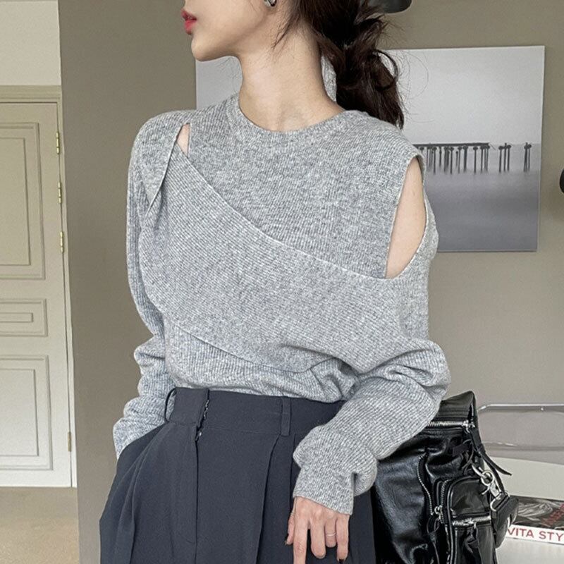 【tops】オフショルダーニットトップス　M18695