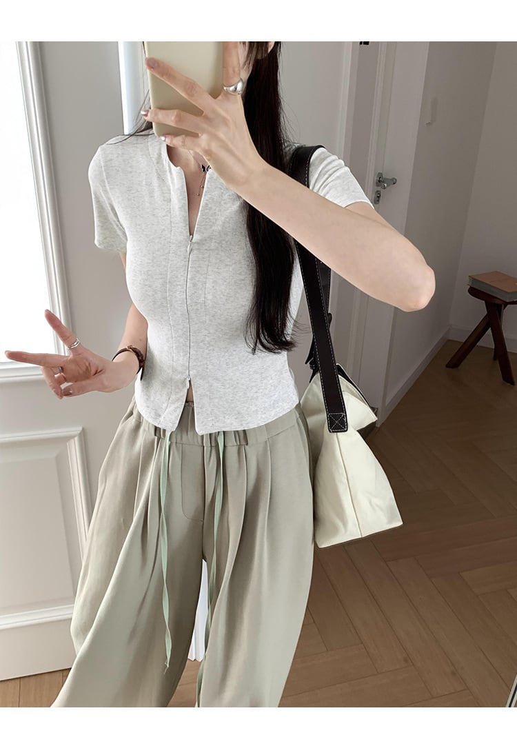 【tops】ファスナーTシャツ　M25069
