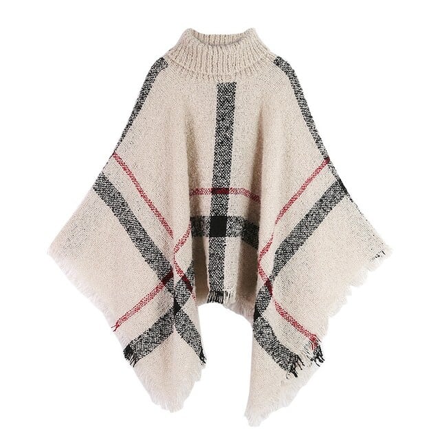 【tops】2色ハイネックドルマンスリーブおしゃれチェック柄着回しニットF3833