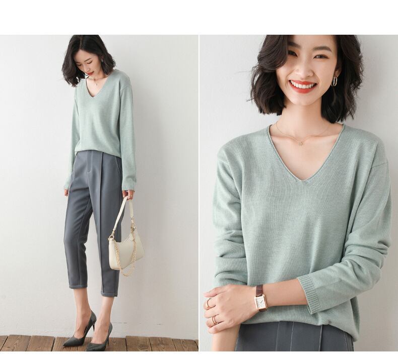 【tops】Vネックニットプルオーバー　M19161