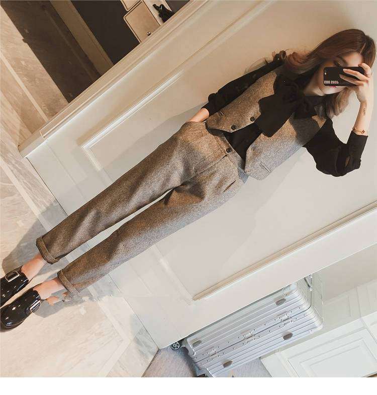 【set】ファッション!気質満点スーツベスト+シャツ+パンツオシャレ3点セット G2525