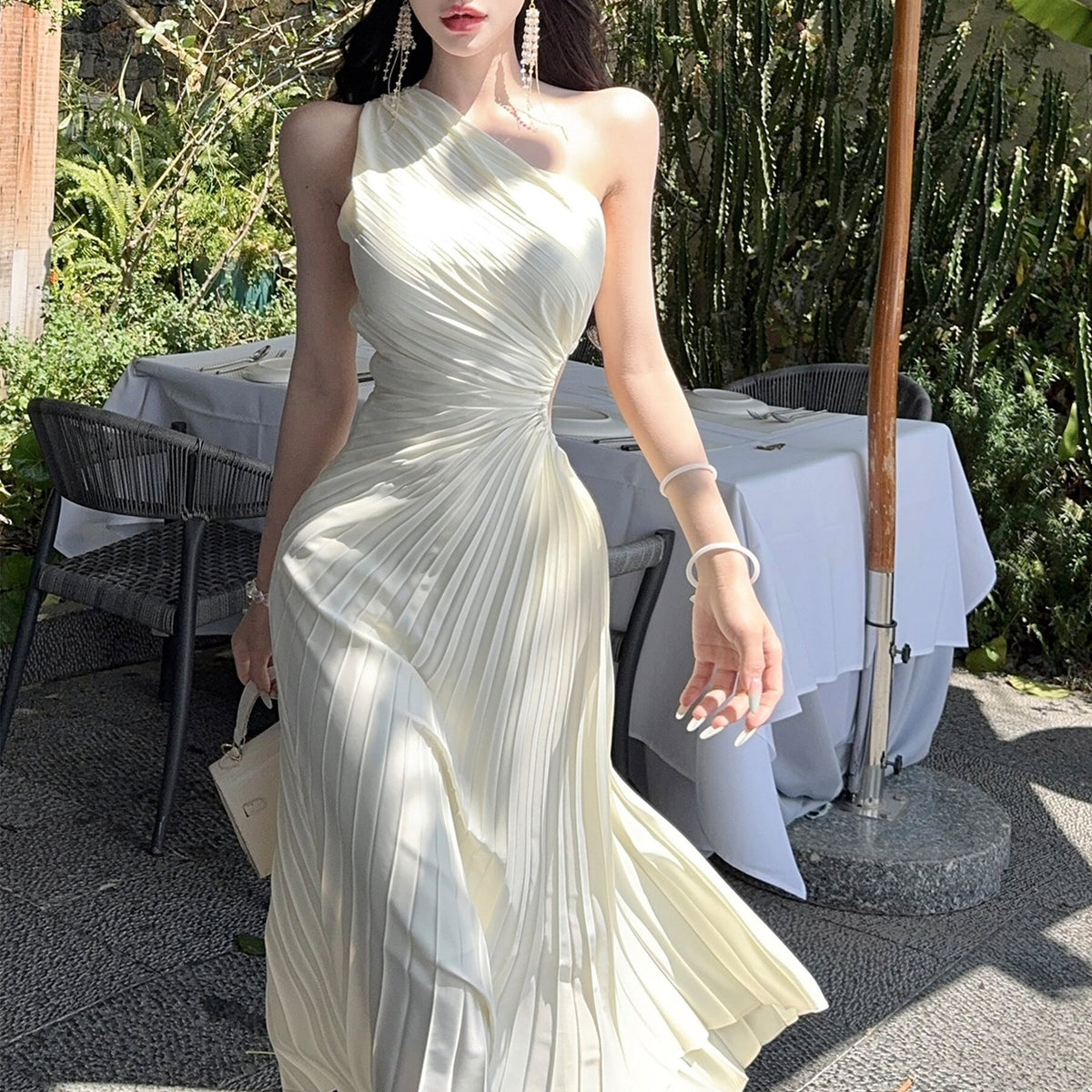 【dress】ウエストカットワンショルダーワンピース　M30508