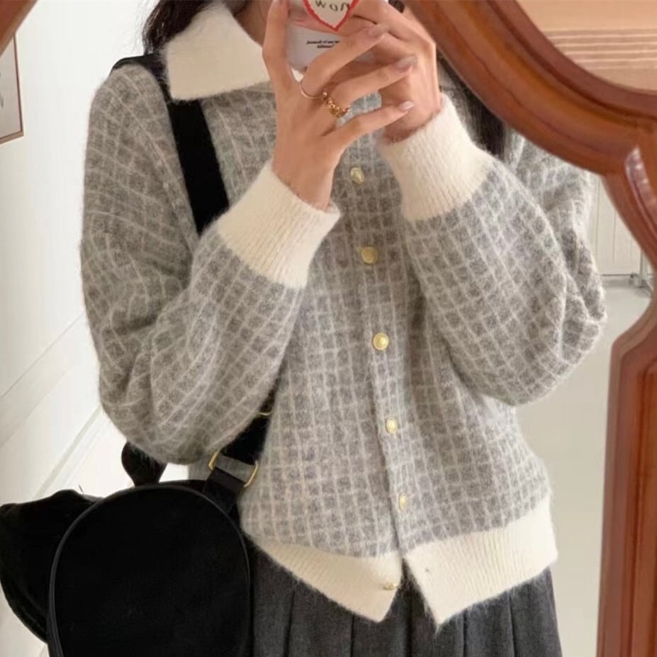 【outer】配色ニットカーデ　M28778