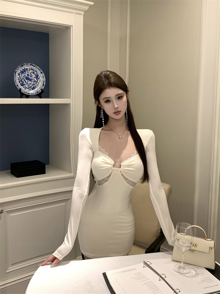 【dress】レース切り替えワンピース　M29607