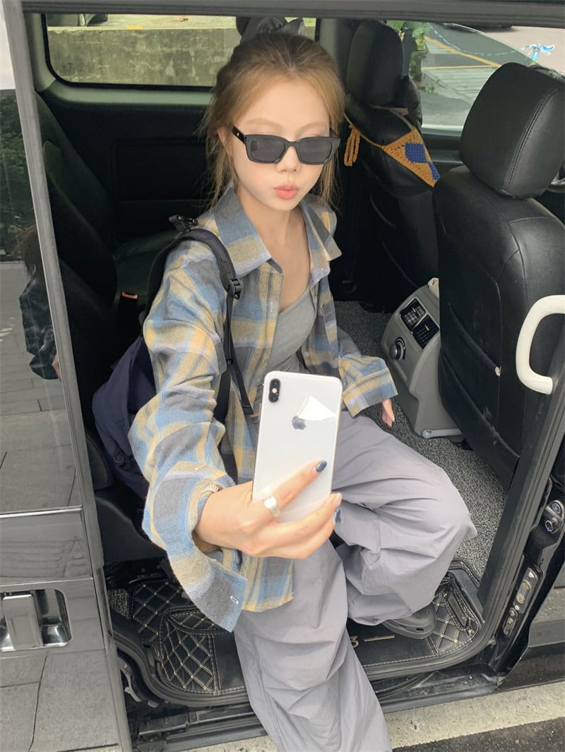 【tops】チェック柄シャツトップス　M25664