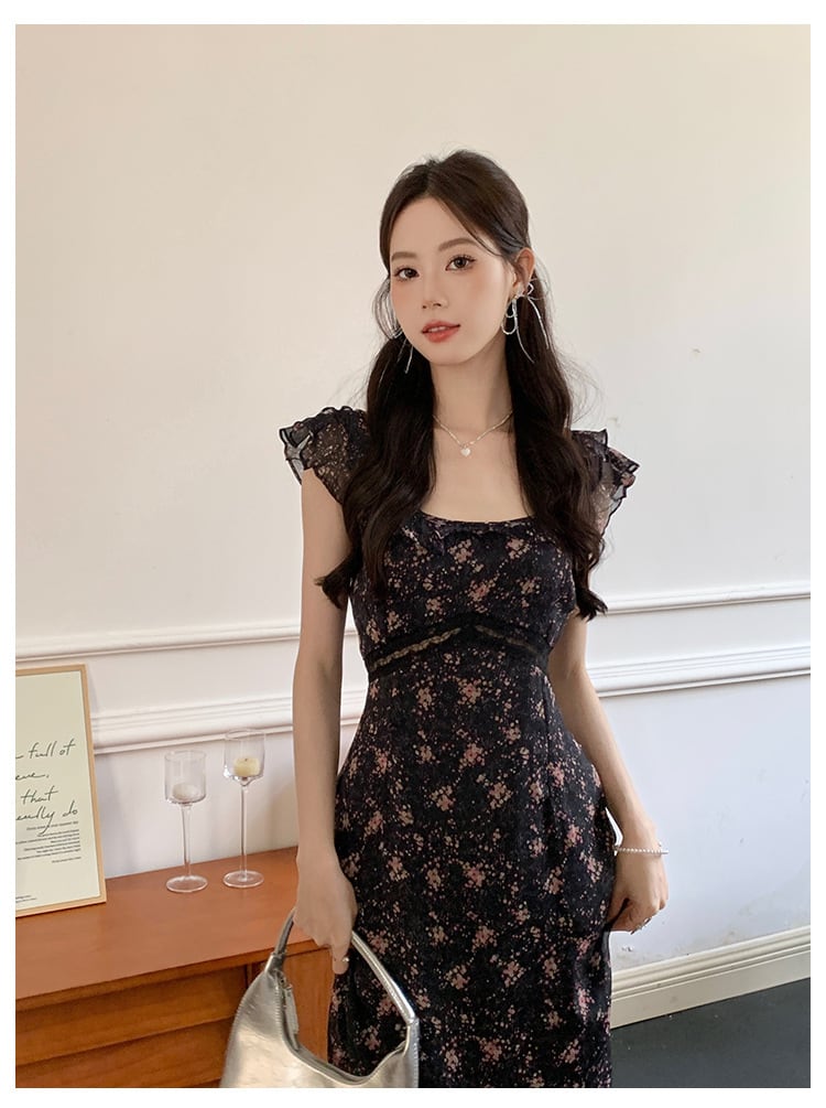 【dress】フリル花柄ワンピース　M25208