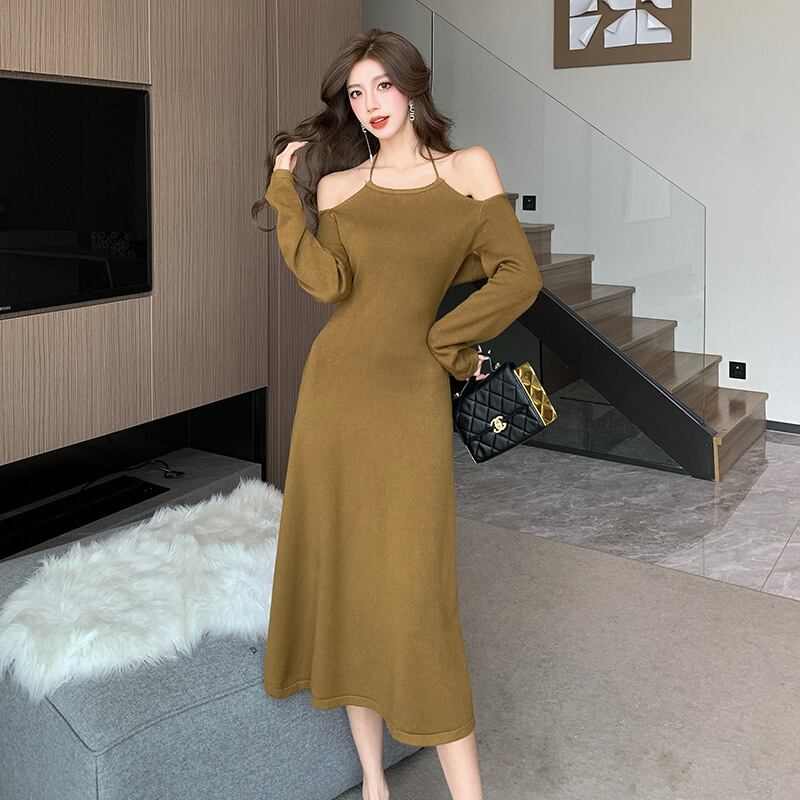 【dress】オフショルダーニットワンピース　M18760