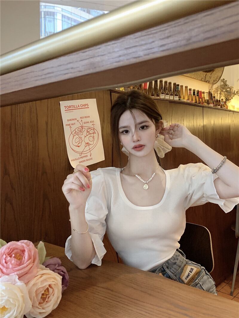 【tops】レース切り替えTシャツG20987