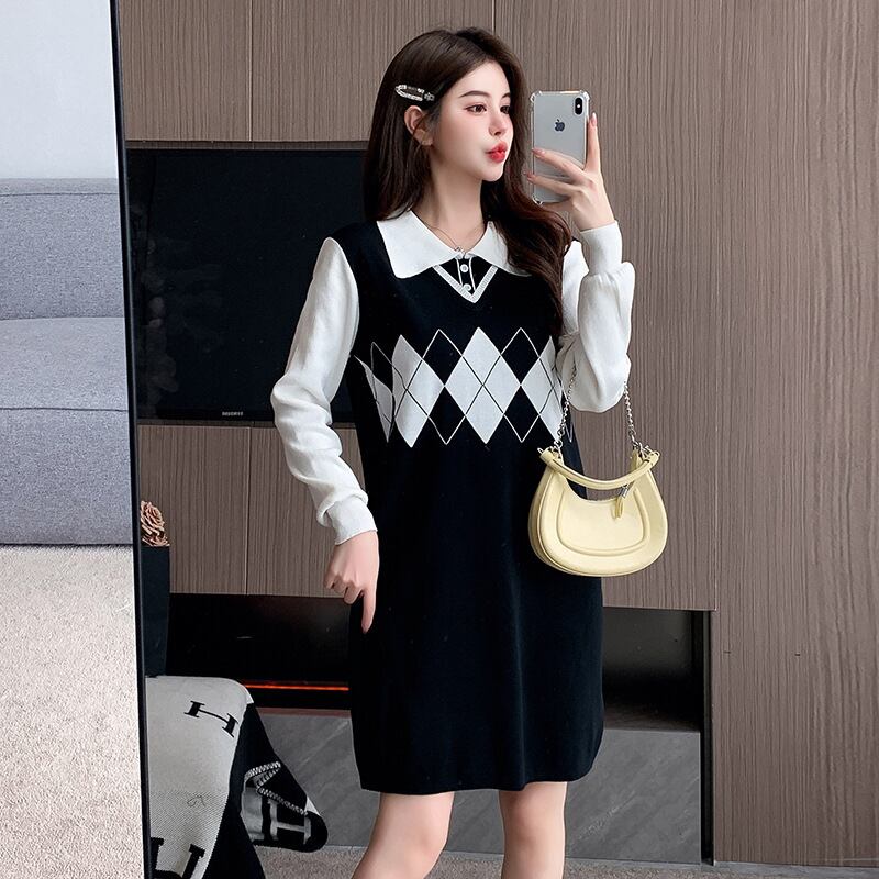【dress】ドッキングニットワンピース　M18690