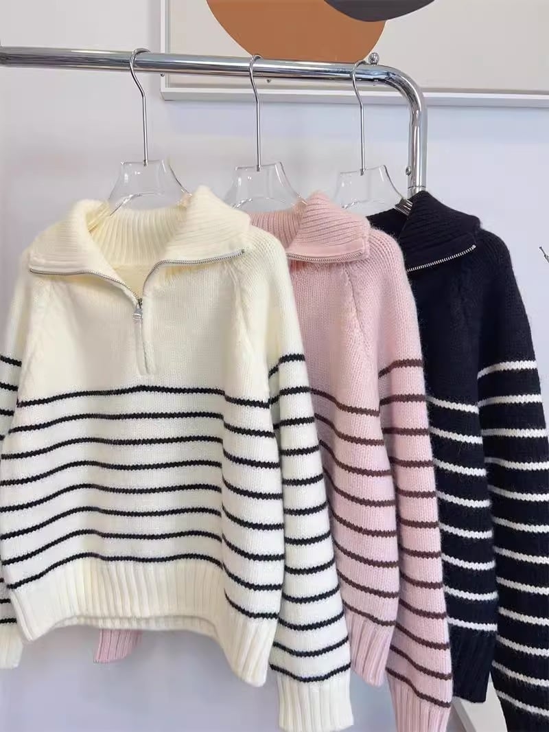 【tops】ボーダー柄ニットセーター　M27250