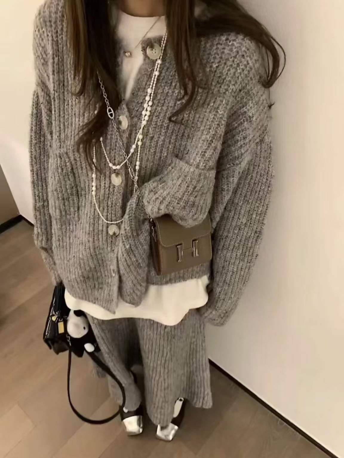 【set】ニットカーデ×スカートセット　M26337